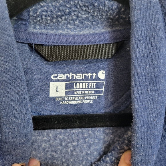 Carhartt K288 H53 Scout Blue Heather Midweight Hooded Logo Sweatshirt L - Picture 6 of 13